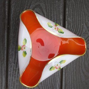 encased glass trifold  candy trinket dish ashtray art glass